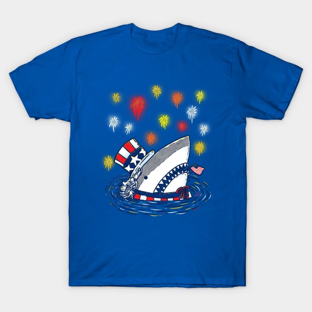 The Patriotic Shark T-Shirt by nickv47